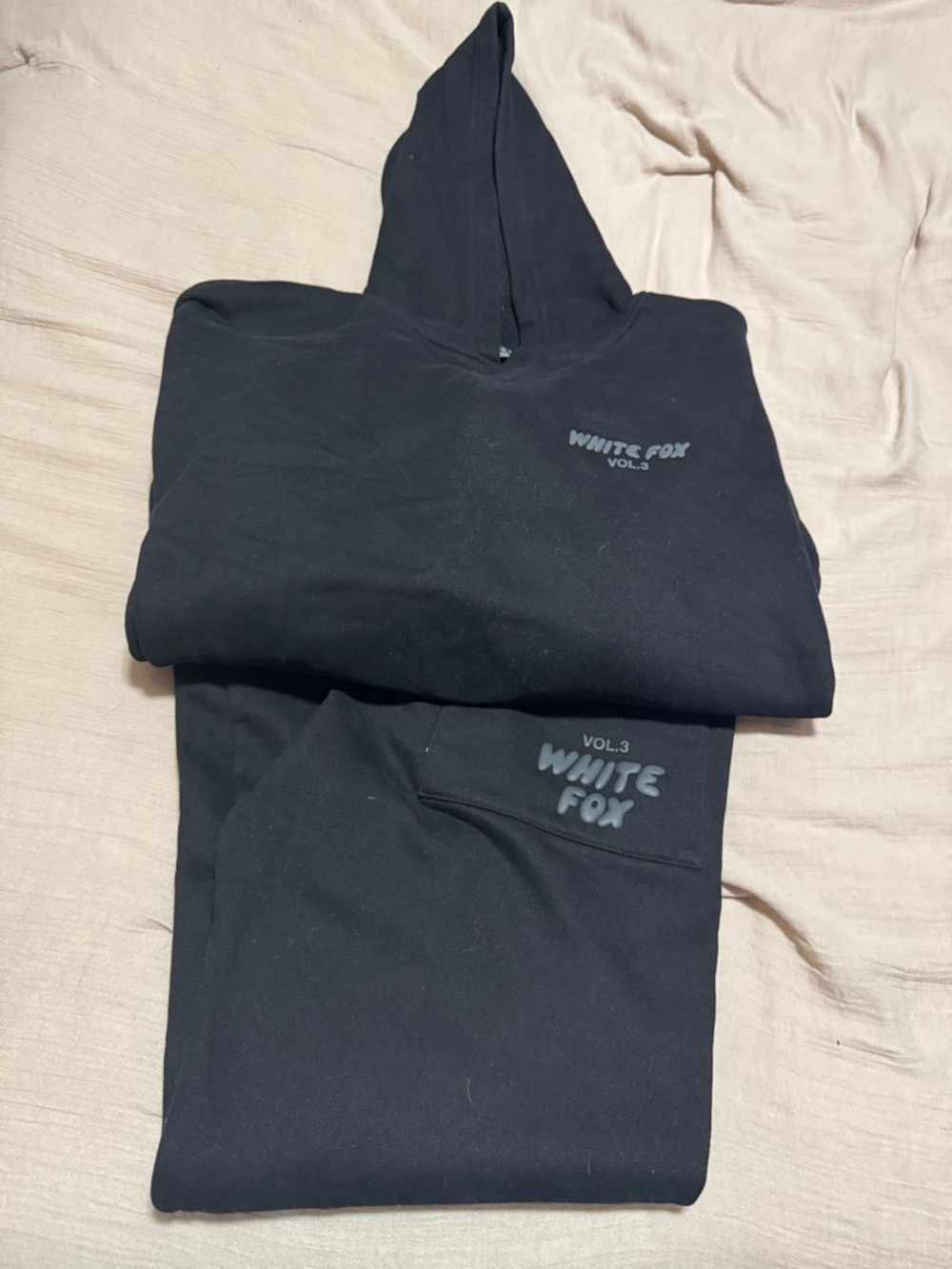 WHITE FOX Vol.3 Black Logo Hoodie and Pants